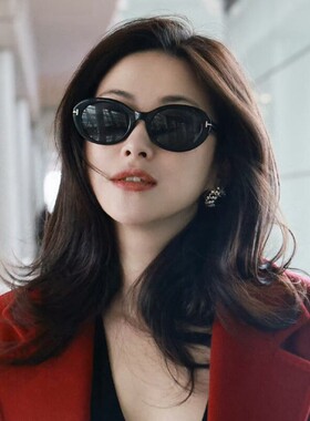 朱珠同款TF椭圆框防紫外线墨镜女