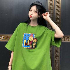 Cotton summer cotton short sleeve t-shirt female student loose Korean version Harajuku style half sleeve strange smell big size clothes fashion