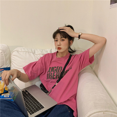 New lettered T-shirt, Korean short sleeve net red, loose size, versatile fried Street top, summer dress