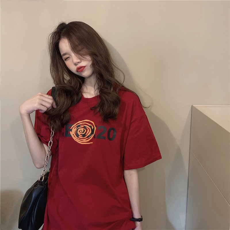 Spring and summer new Korean loose size short sleeve T-shirt versatile top letter bottomed blouse female