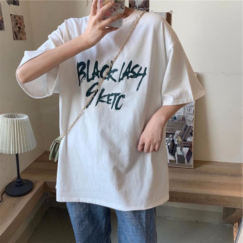 Short sleeve T-shirt women's fashion student Korean version versatile loose net red large medium and long base coat