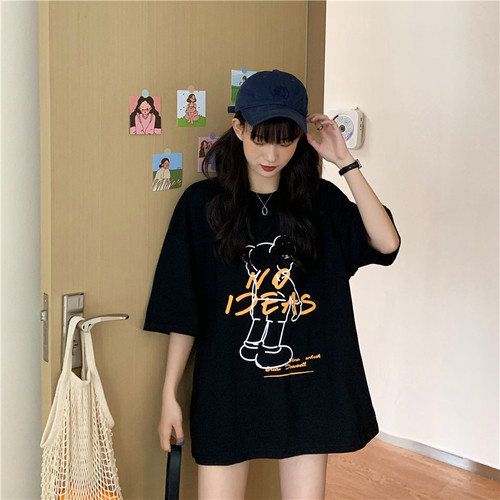 Milk silk short sleeve T-shirt for female students in Europe, America, Hong Kong, fashion brand, loose Korean version, chaoyuansu, fenggao street, big size summer