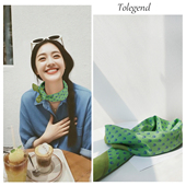 小众设计款 复古绿色麦穗真丝围巾丝巾领巾春夏秋韩国 法式