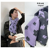 予奇出品原创系列艺术花 超柔软羊毛混纺围巾保暖韩国法式 女秋冬