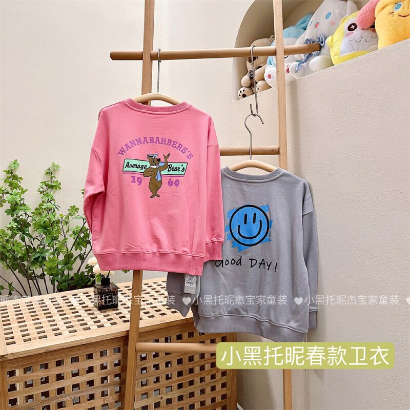 小黑托昵童装男童女童春款卫衣中大童儿童宽松上衣小黑托尼打底衫