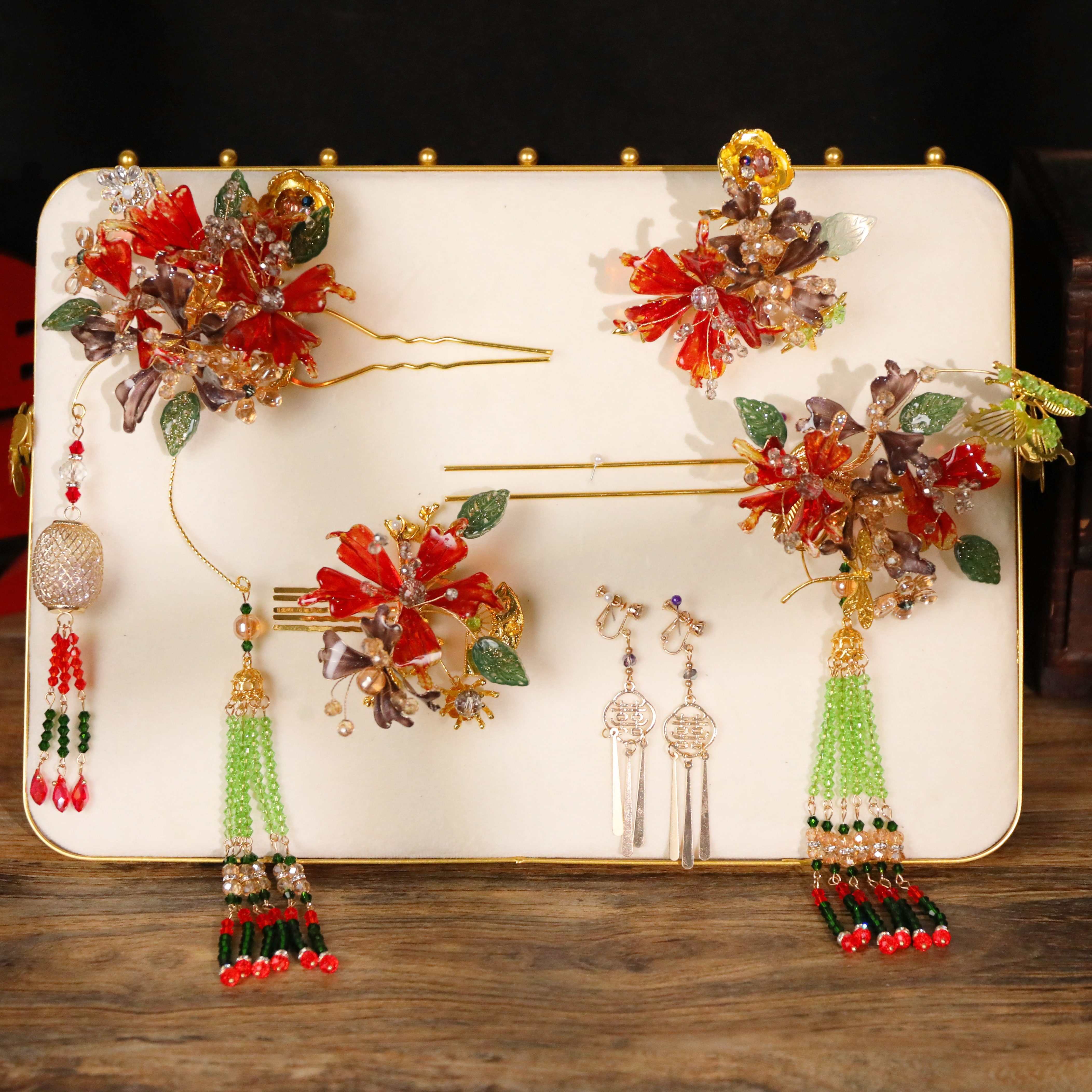 秀禾头饰新娘发饰秀禾服凤冠2024新款中式大气皇冠高端红色结婚女