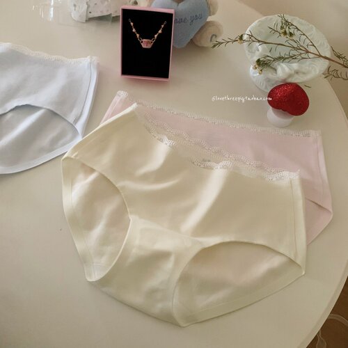 “温柔的日子里”日系浪漫蕾丝刺绣少女无痕清凉夏日低腰三角内裤