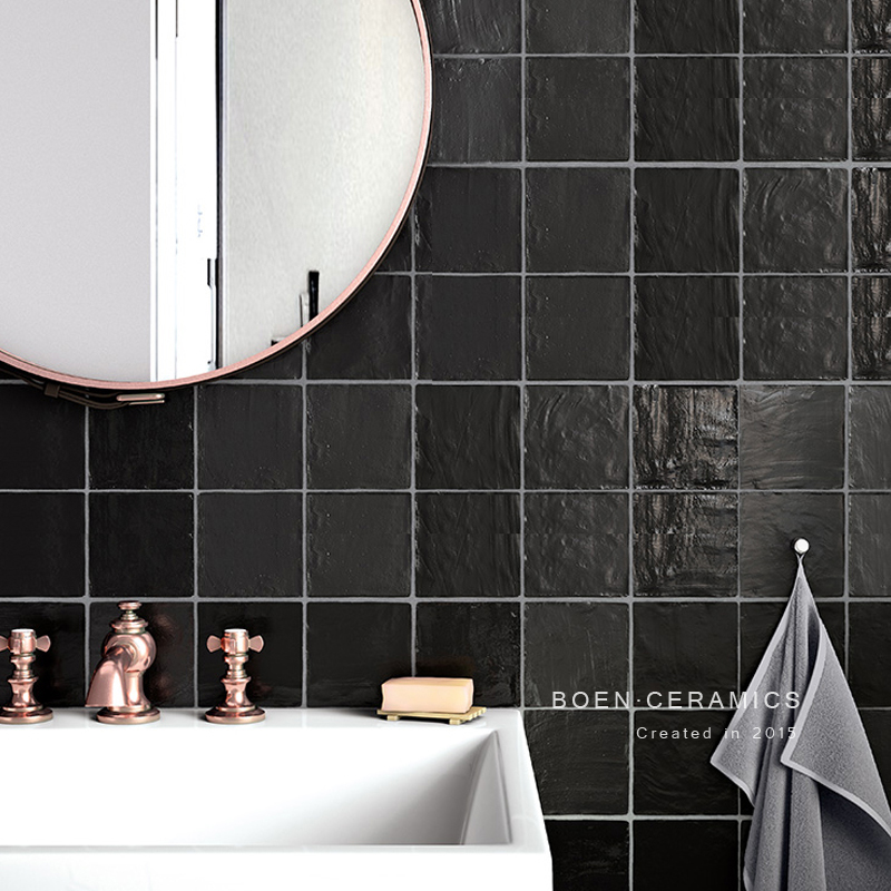 西班牙进口复古黑色小方砖