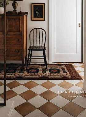 柏恩 法式复古棋盘格子纯色方砖厨房卫生间地砖浴室墙砖餐厅瓷砖