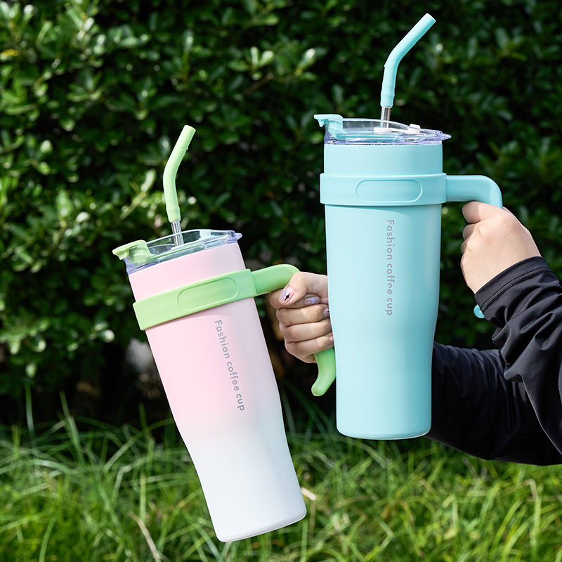 捷安玺水杯大容量2024新款女生吸管杯子巨无霸保温杯不锈钢冰霸杯