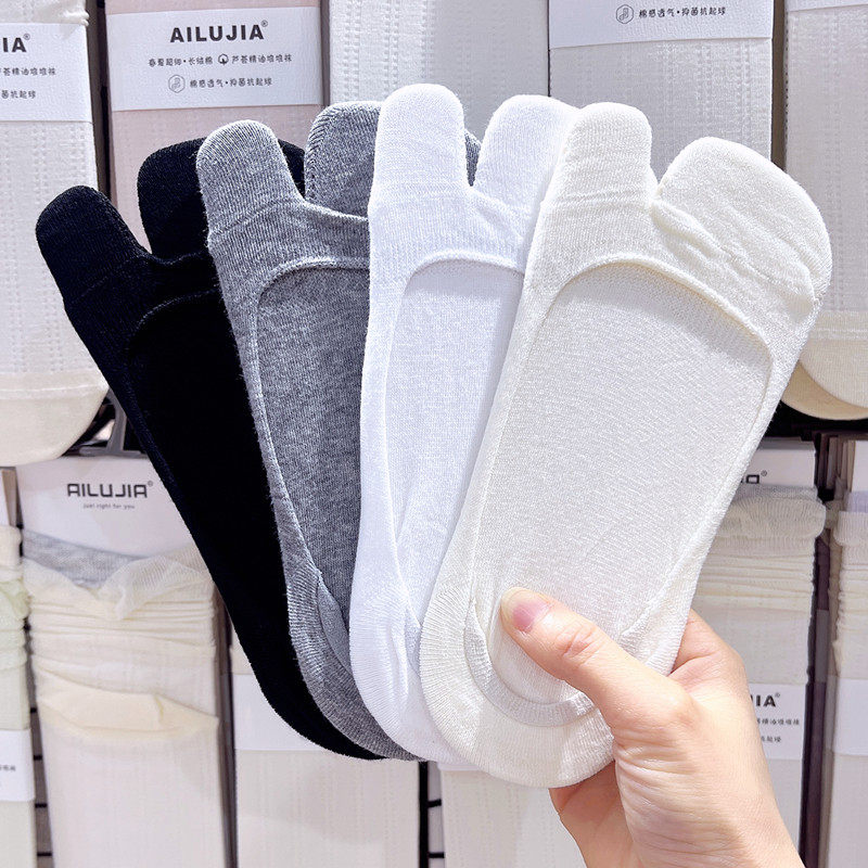 3双包邮分趾袜女春夏薄棉浅口隐形袜二趾马蹄袜子纯色防掉跟船袜
