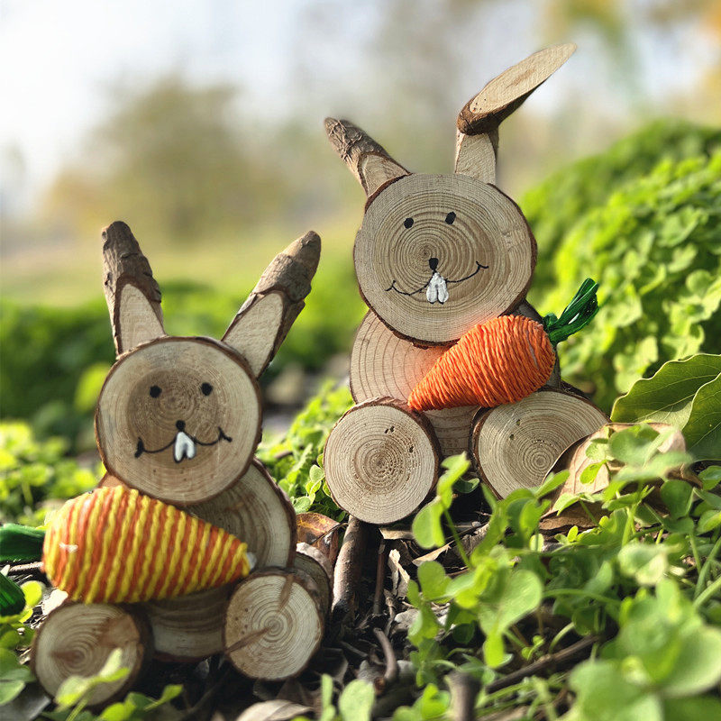 木制创意小兔子摆件diy材料手工艺幼儿园环创装饰儿童房卡通饰品