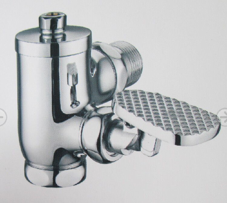 铜脚踏式冲洗阀1寸大便冲洗角式暗装入墙拐角脚踏冲水阀门