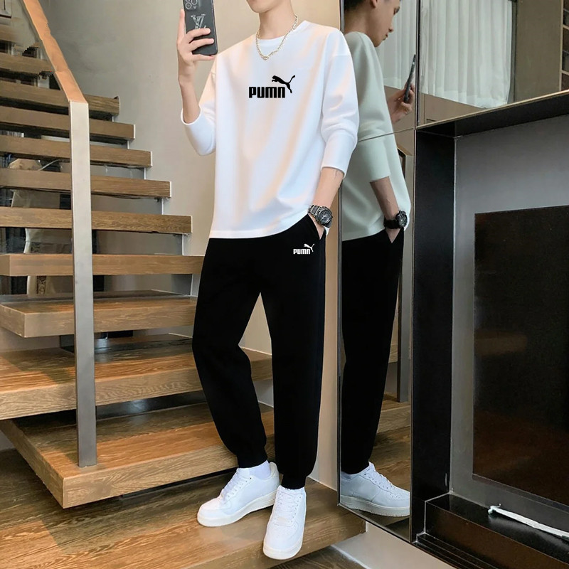 奥莱套装男士秋冬季新款圆领卫衣搭配宽松束脚运动裤休闲两件套男