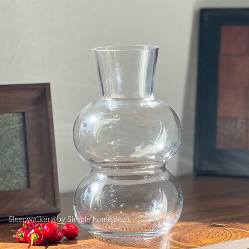 双圆｜葫芦透明玻璃花瓶 简约双球花器 客厅桌面水培插花软装摆件