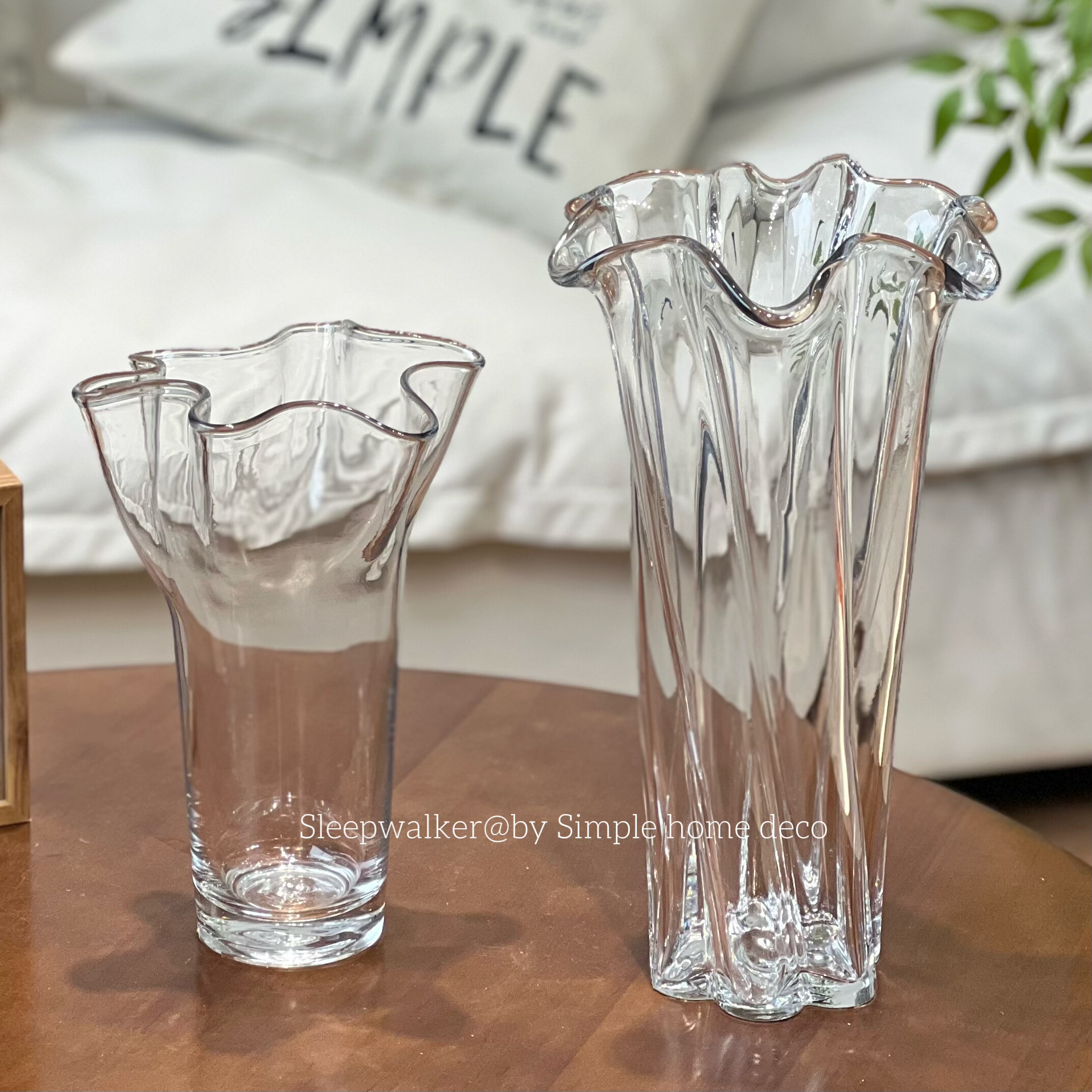 清栀｜透明裙摆白菜玻璃花瓶水养玫瑰插花轻奢高级感客厅餐桌摆件