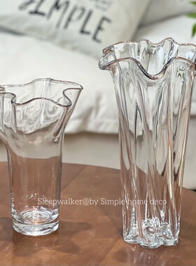 清栀｜透明裙摆白菜玻璃花瓶水养玫瑰插花轻奢高级感客厅餐桌摆件