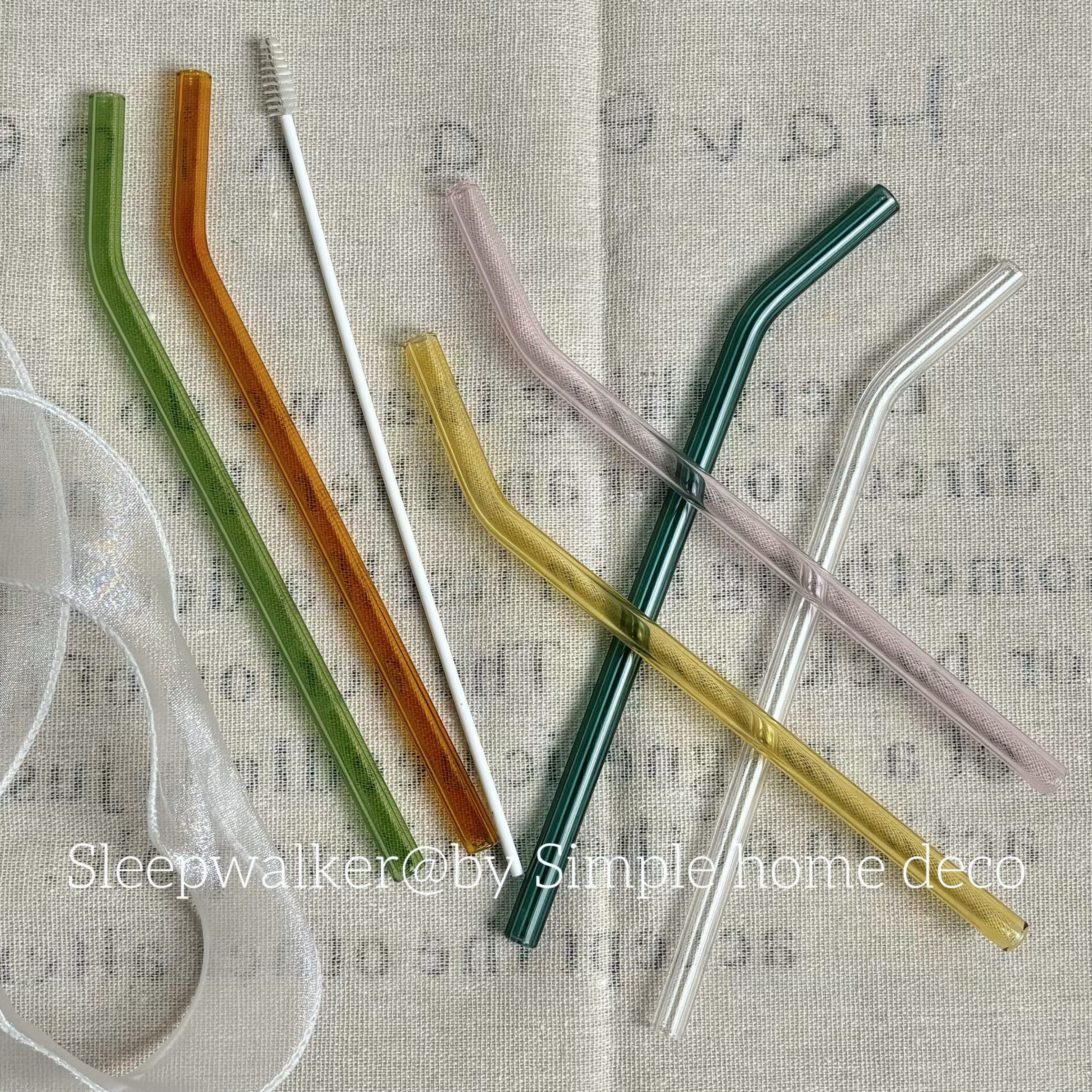 六色吸管一套 送一个刷子 原色料高硼硅玻璃 耐高温 可以做搅拌棒