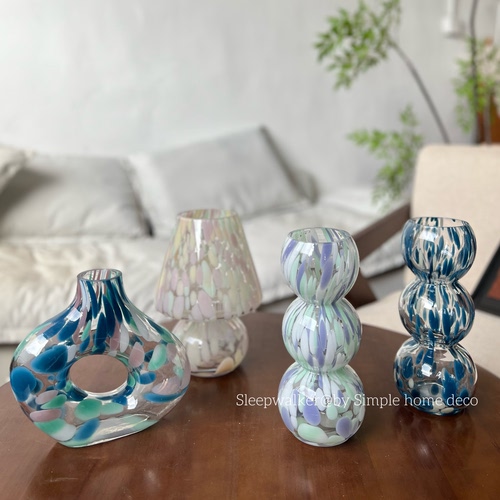 莫奈花园｜原色料厚重中古玻璃花瓶蝴蝶兰玫瑰郁金香花瓶摆件