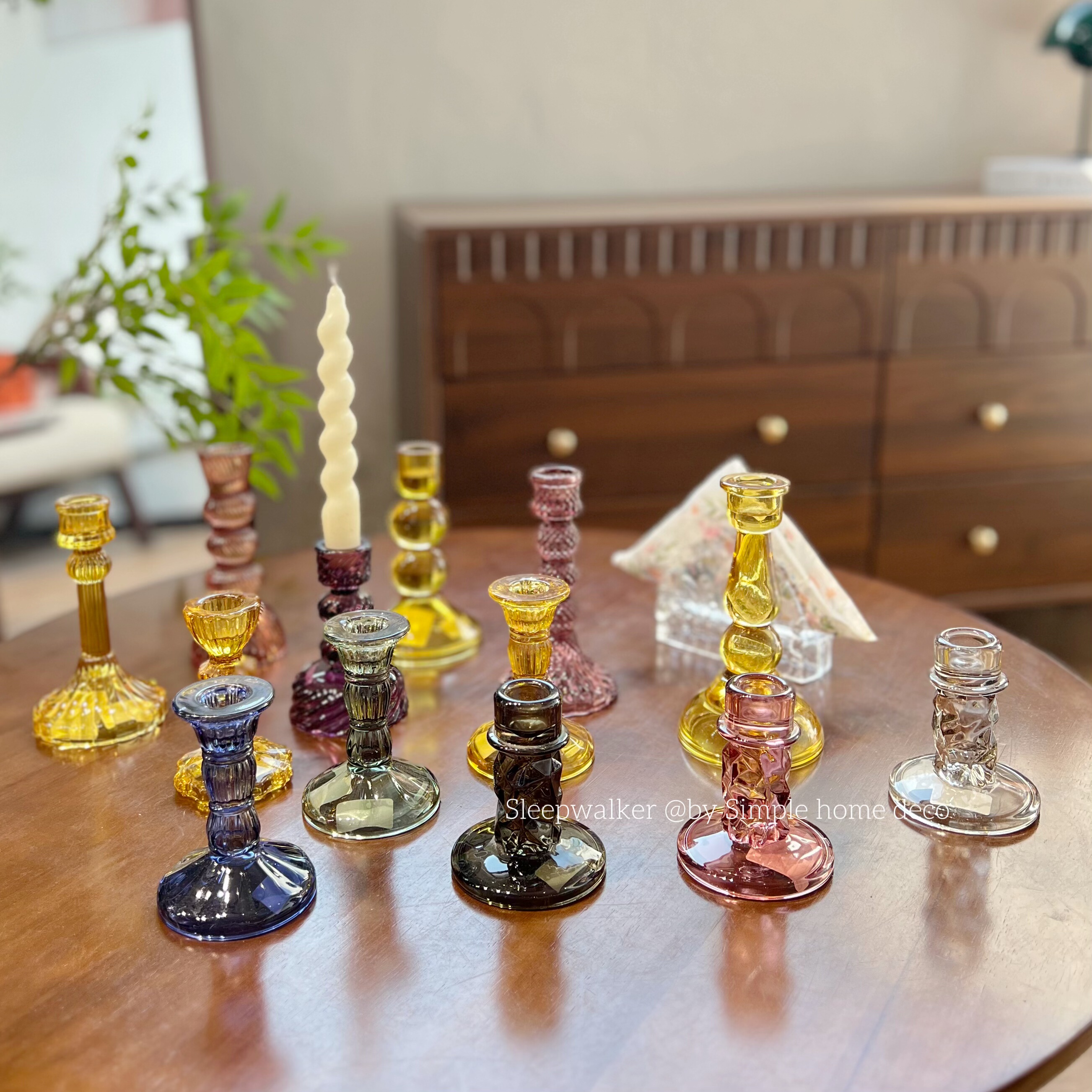 烛台｜彩色简约ins风玻璃烛台蜡烛灯烛台摆件