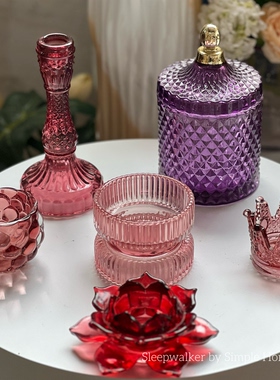 外贸出口浪漫紫色系列喷色蜡烛杯笔筒收纳首饰罐家居装饰生日赠礼