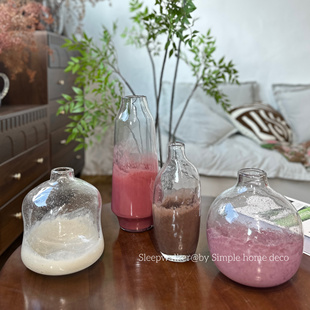 紫藤花｜小口气泡感厚重玻璃花瓶 百合玫瑰插花摆件