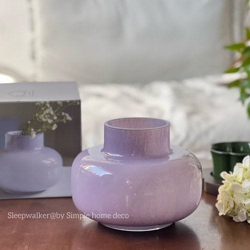 紫糯团｜中国风香芋紫扁肚玻璃花瓶手工玻璃客厅桌面鲜花插花摆件