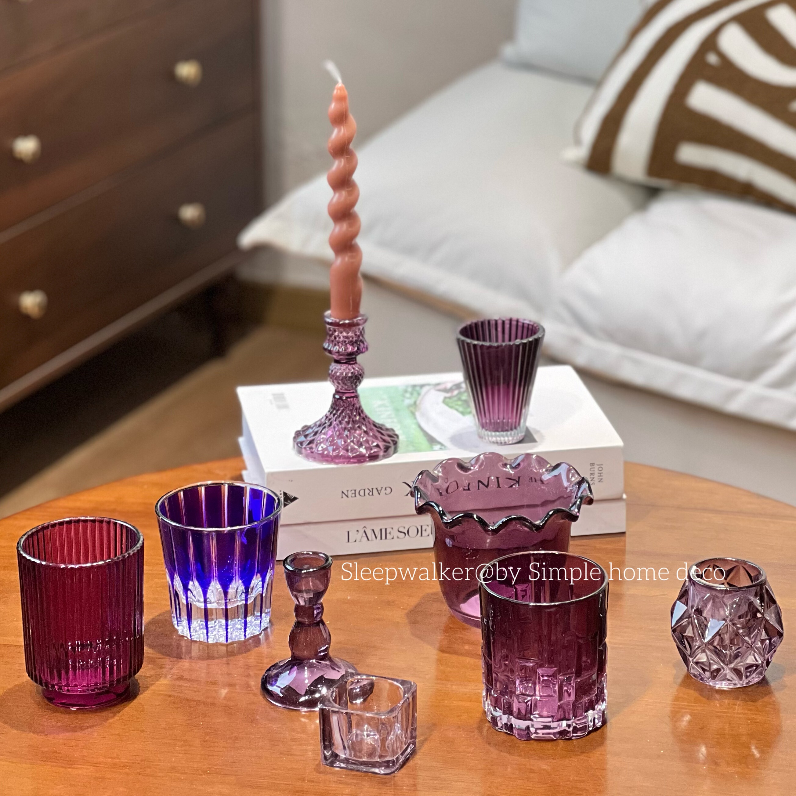 外贸出口浪漫紫色系列喷色蜡烛杯笔筒收纳首饰罐家居装饰生日赠礼