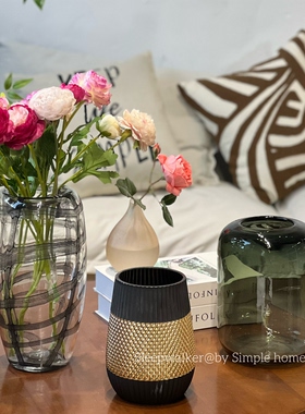 黑暗荣耀|黑灰色外贸出口孤品玻璃花瓶 玫瑰百合绿植花瓶摆件