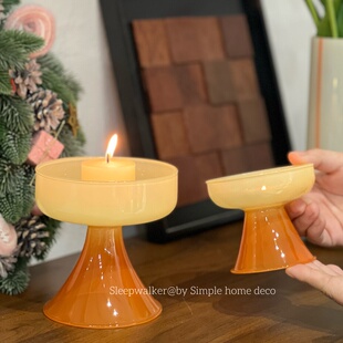 糯叽叽｜圣诞氛围简约ins风玻璃烛台首饰收纳摆台香椽佛手柑托盘