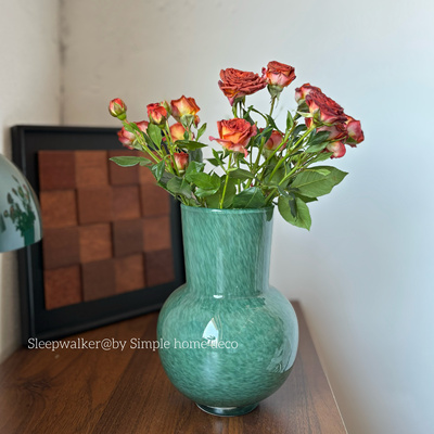 绿野仙踪｜绿色系玻璃花瓶插花花器高级感摆件客厅插花水培