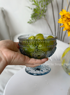 外贸出口包邮蓝色治愈系婚礼宴会玻璃冰激凌碗  酸奶杯碗 甜品杯