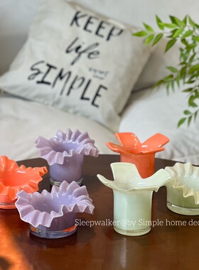 卷叶菜｜手工玻璃花瓶折纸花边摆件家居装饰品 收纳小杯