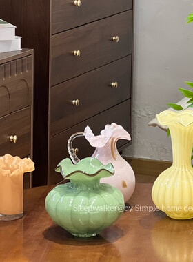 小梨花边｜中古芬顿奶油风 花边花瓶 折纸裙边客厅插花装饰摆件