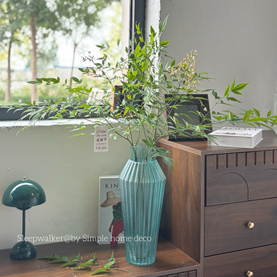 阳光｜口8.5高42 简约可水培玻璃 向日葵南天竹水培落地玄关摆件