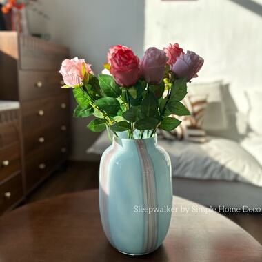 云端|高级感中古奶油玻璃花瓶水养鲜花干花花器法式客厅小摆件