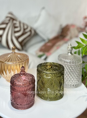 玻璃浮雕糖罐收纳罐棉签牙签盒首饰收纳罐