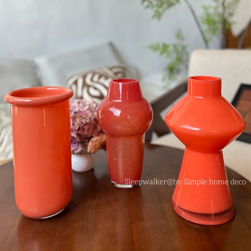 橘子汽水|出口橘色系玻璃花瓶花器摆件客厅插花装饰品小众花器