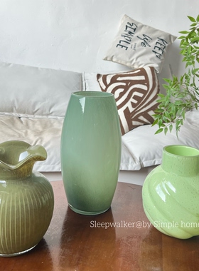 绿光派对｜绿色系列玻璃花瓶家居客厅高级轻奢软装饰品花器