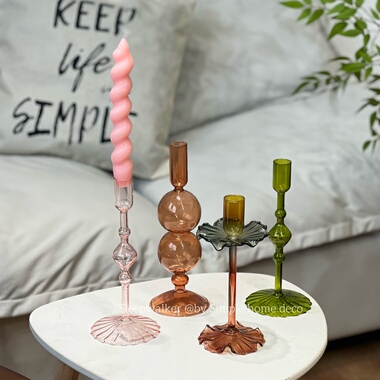 七彩烛台｜彩色喷色轻薄玻璃烛台 插杆蜡 蜡烛烛台 轻奢烛台