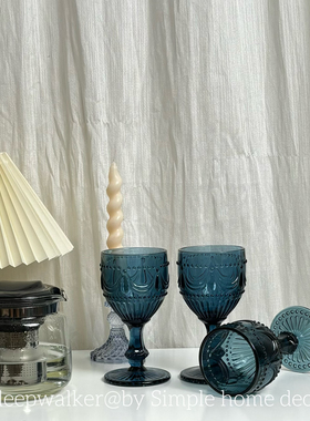 外贸出口原色料深蓝色 亮蓝色裙带高脚杯酒杯婚礼生日宴会布置