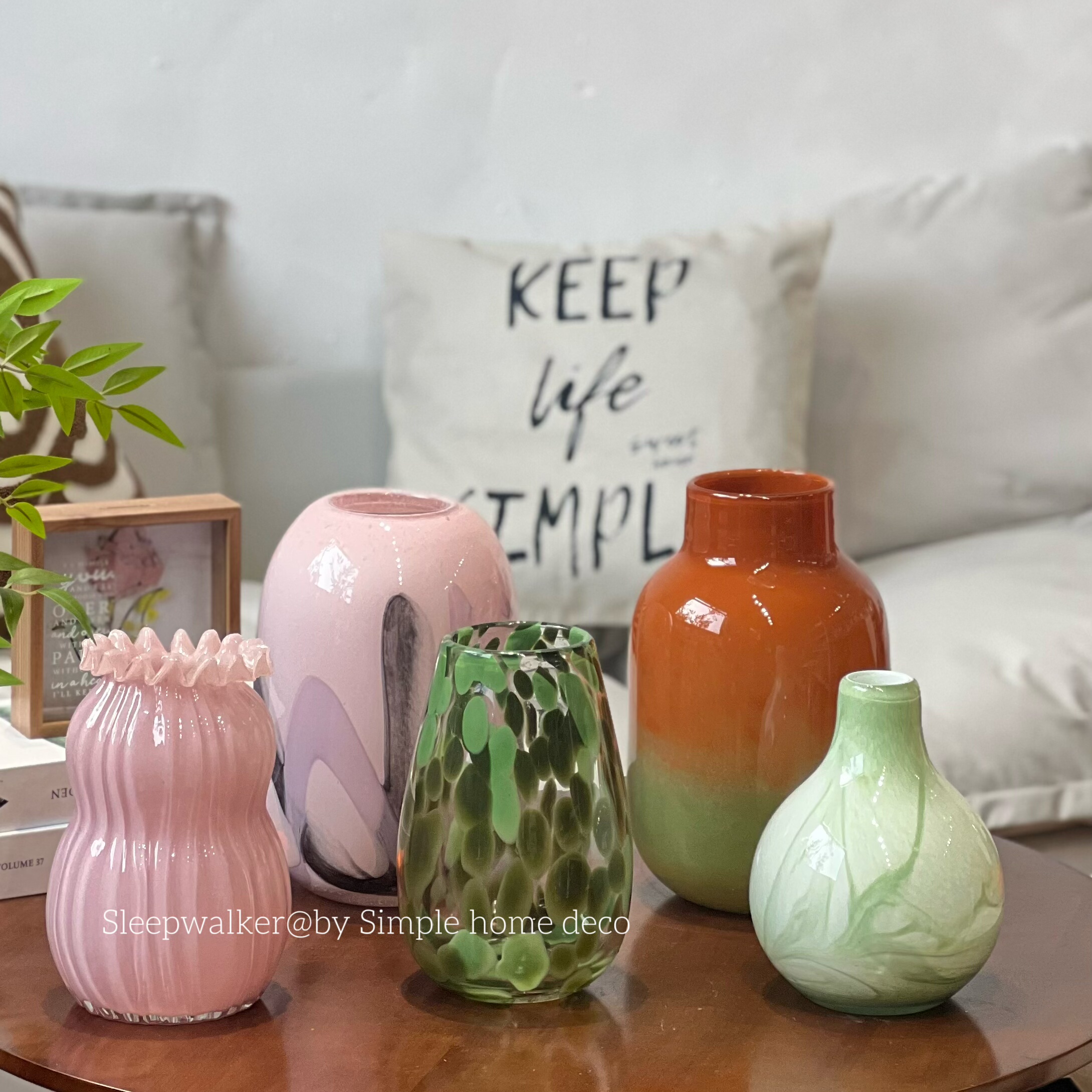 荷塘月色｜简约粉色绿色系列艺术花瓶插花花艺软装家居摆件