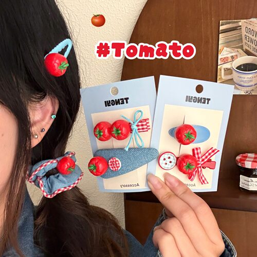 甜美少女心西红柿系列发夹气质百搭刘海夹边夹马尾盘发头绳碎发夹