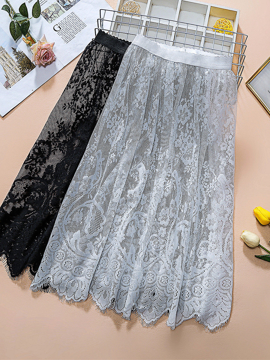 蕾丝裙半身裙女春夏季2024新款a字高腰网纱中长款百搭打底裙子潮,女装/女士精品,半身裙,淘宝优惠券,粉丝福利购,淘宝优惠卷