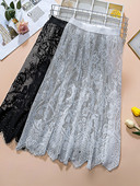 a字高腰网纱中长款 蕾丝裙半身裙女春夏季 2024新款 百搭打底裙子潮