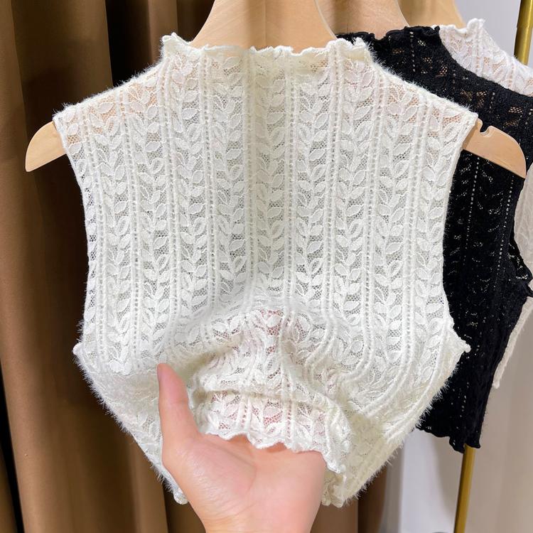 半高领蕾丝打底背心百搭蕾丝假领