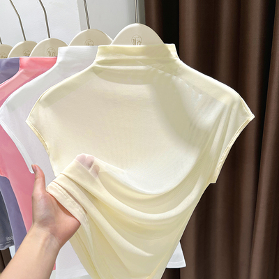 冰丝速干网纱无袖T恤女夏季背心