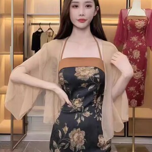 国风高级感雪纺防晒开衫女夏季薄纱配裙子外搭短款小披肩上衣罩衫
