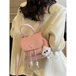 双肩包女生2026新款时尚设计感小众迷你小型轻便白色可爱逛街背包