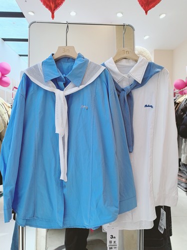 3NUX2026春新款韩版简约百搭显瘦高品质休闲带披肩衬衫衬衣